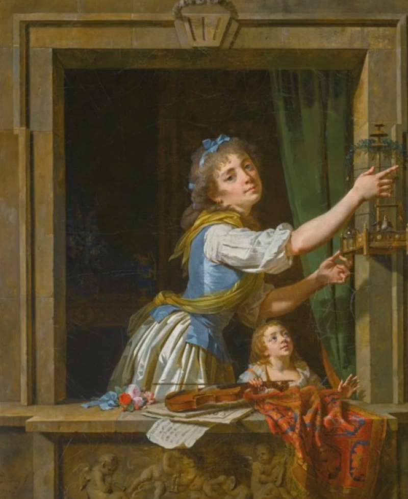 Michel Martin Drolling-81-L'uccellino in gabbia